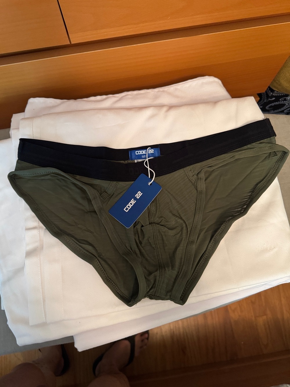 Code 22 Men's Olive sheer Briefs with Black Waistband